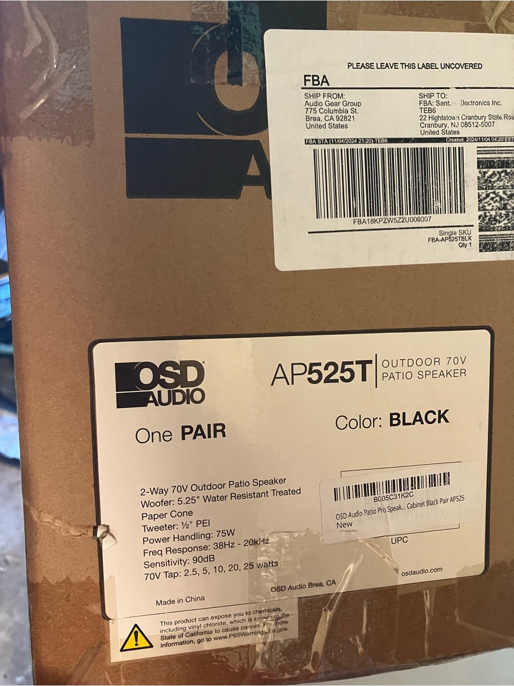 AP525T Outdoor Patio Speaker Pair - Black